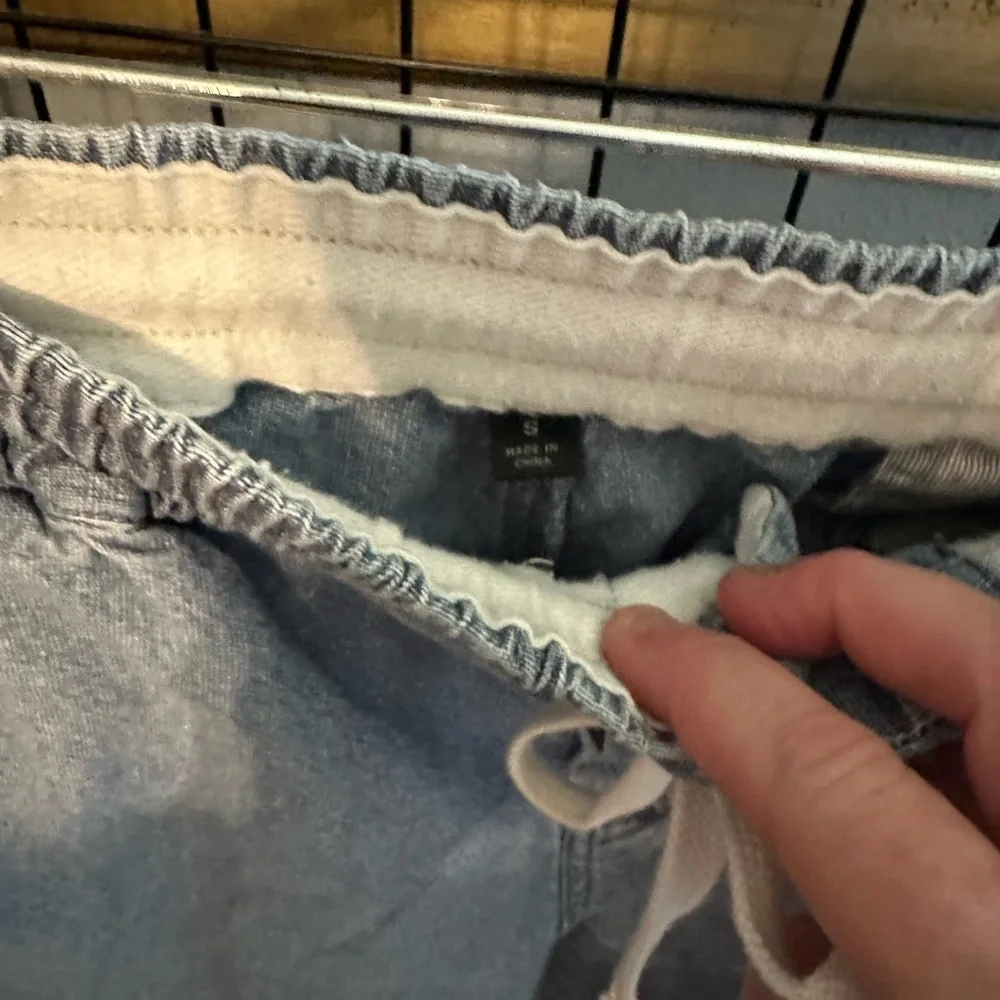 J. Crew Blue denim joggers with Tapered Fit and Drawstring Waist